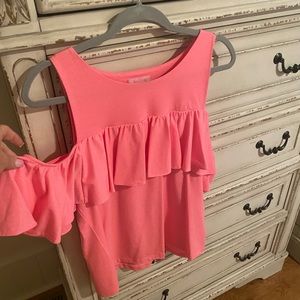 Beautiful pink cold shoulder ruffle style Lilly blouse, EUC size M